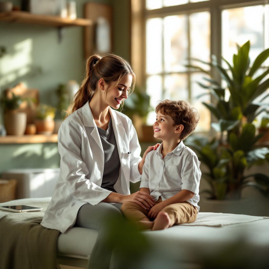 Jenae with a young patient — family chiropractic care